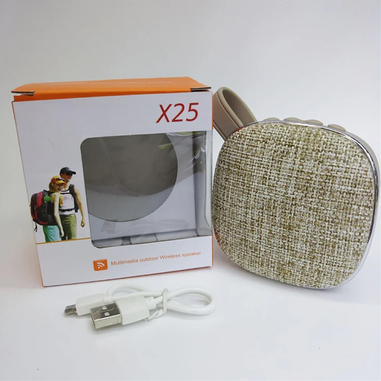 X25new Cloth Texture Square Portable Mini Bluetooth Speaker, Support Hands-free Call & TF Card & AUX(Grey) - Image 6