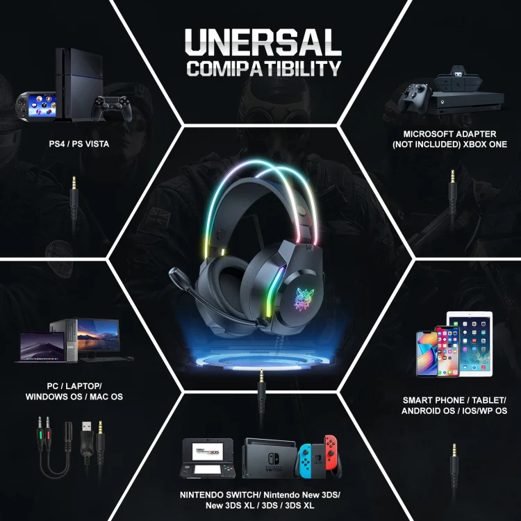 X26 USB+3.5mm RGB Wired Gaming Headset(Black) - Image 6