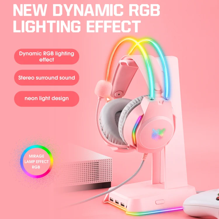 X26 USB+3.5mm RGB Wired Gaming Headset(Pink) - Image 3