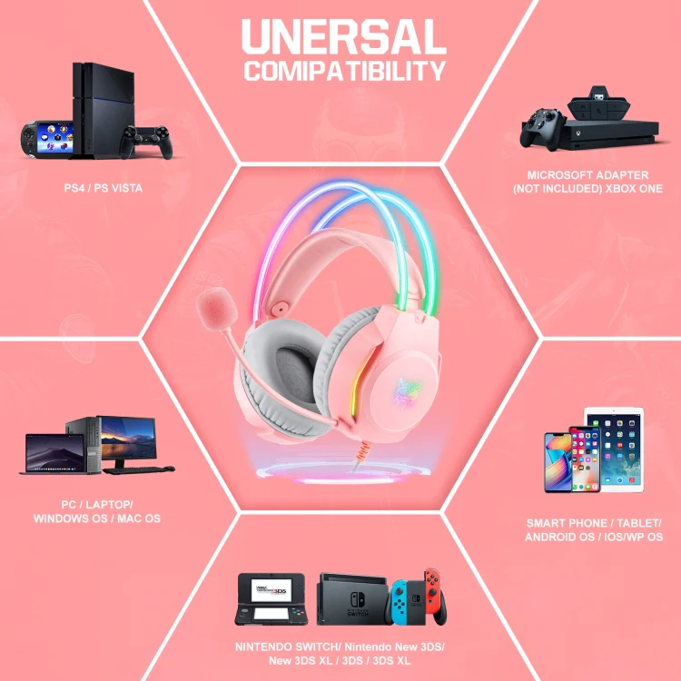 X26 USB+3.5mm RGB Wired Gaming Headset(Pink) - Image 7