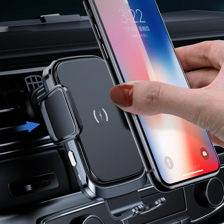 X7 Car Air Outlet Wireless Charging Mobile Phone Gravity Bracket Holder (Black) - Image 9
