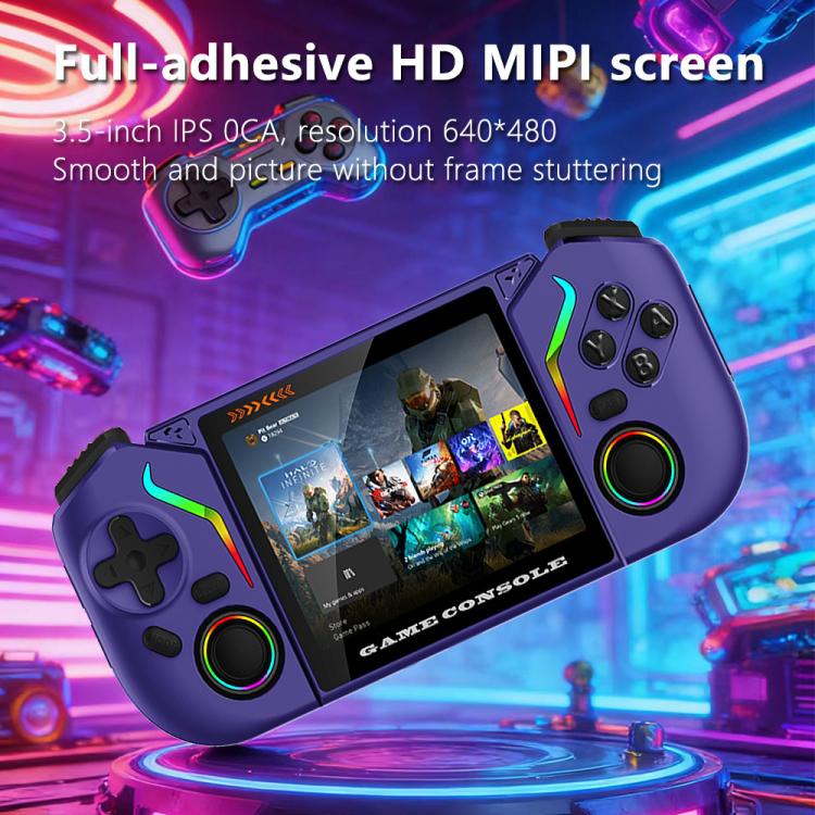 X95 Pro Android 9.0 Handheld Game Console, 3.5 Inch IPS Screen Retro Game Player Support WiFi Video Player with RGB Joystick 128G(Purple) - Image 4
