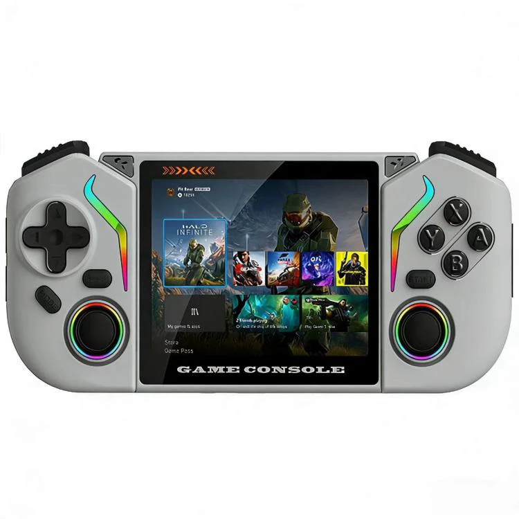 X95 Pro Android 9.0 Handheld Game Console, 3.5 Inch IPS Screen Retro Game Player Support WiFi Video Player with RGB Joystick 64G(Gray)