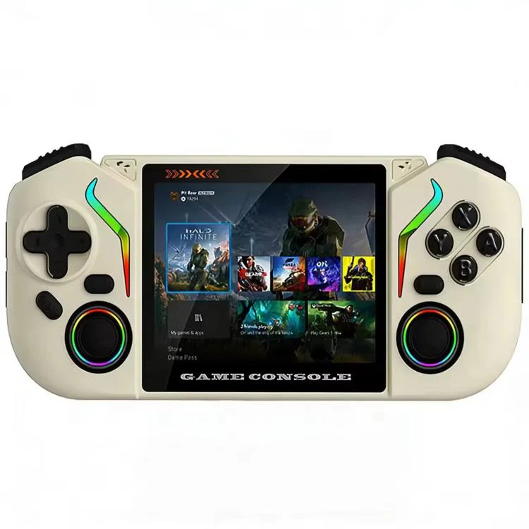 X95 Pro Android 9.0 Handheld Game Console, 3.5 Inch IPS Screen Retro Game Player Support WiFi Video Player with RGB Joystick 64G(Milk White)
