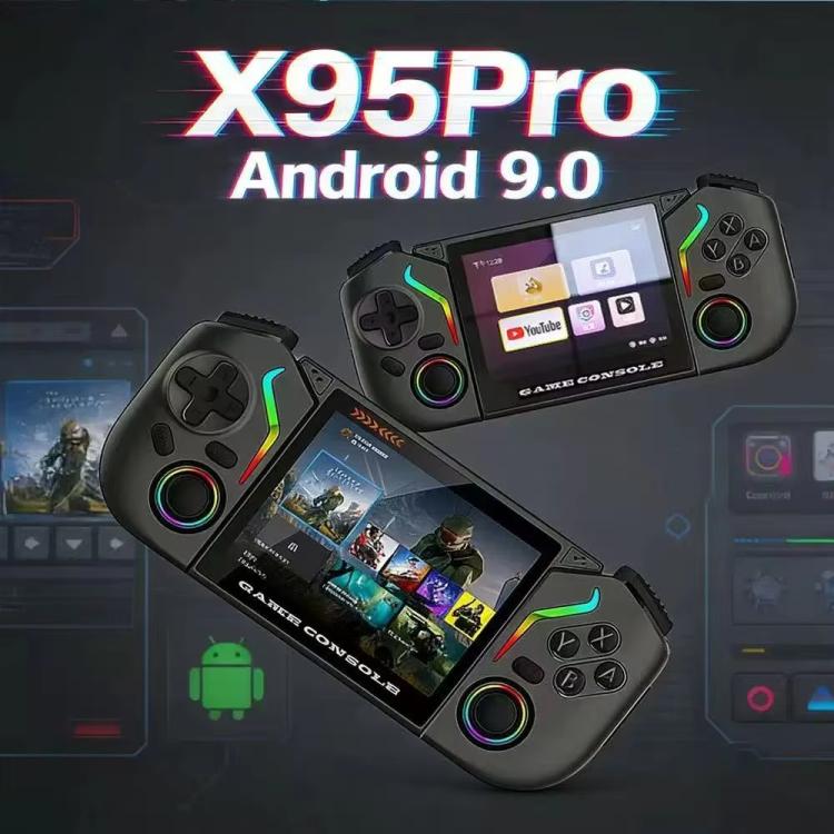 X95 Pro Android 9.0 Handheld Game Console, 3.5 Inch IPS Screen Retro Game Player Support WiFi Video Player with RGB Joystick 64G(White) - Image 2