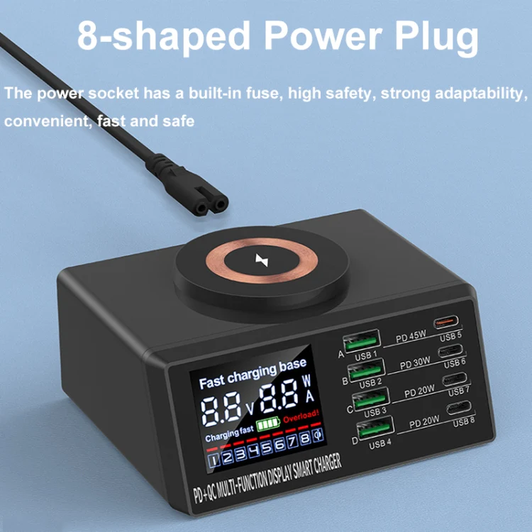 X9M 9-in-1 110W USB+PD Smart Multi-ports QI Magnetic Wireless Charger, Spec: Black US Plug - Image 9