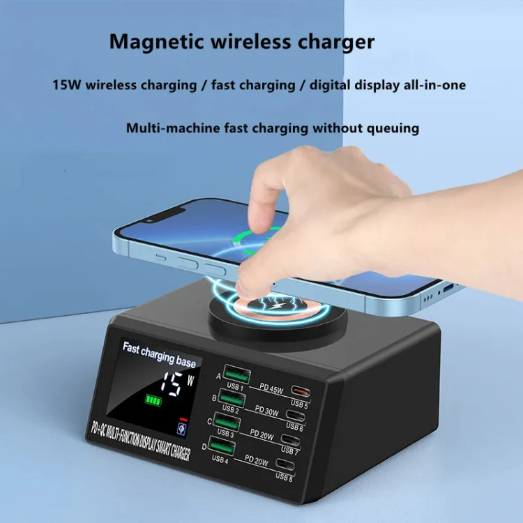 X9M 9-in-1 110W USB+PD Smart Multi-ports QI Magnetic Wireless Charger, Spec: White AU Plug - Image 5