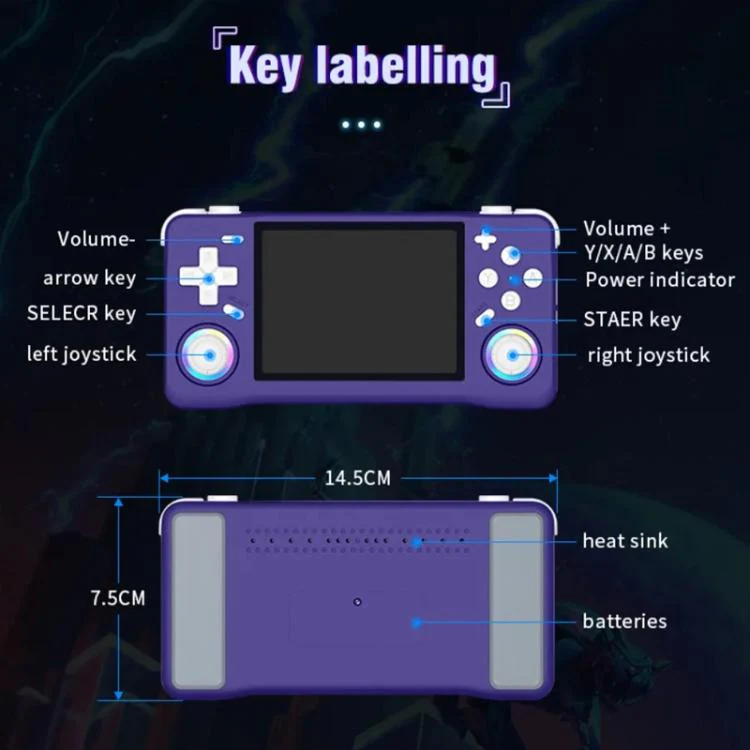 XF35H 3.5-Inch Retro Handheld Game Console With Linux System And RGB Light Pocket Video Game Player 128G(Blue) - Image 13