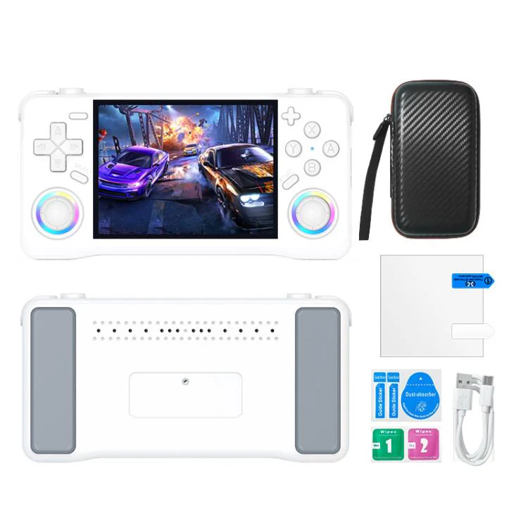 XF35H 3.5-Inch Retro Handheld Game Console With Linux System And RGB Light Pocket Video Game Player 128G(White)