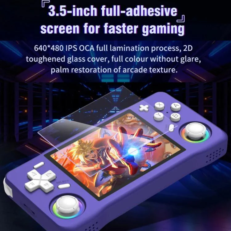 XF35H 3.5-Inch Retro Handheld Game Console With Linux System And RGB Light Pocket Video Game Player 64G(Blue) - Image 3