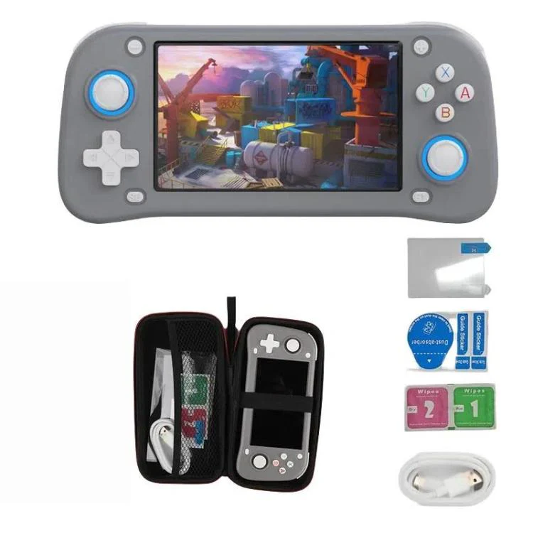 XF43 Retro Handheld Game Console Open Source 4.3 Inch Large Screen Gaming Video Players Console 64G(Gray)