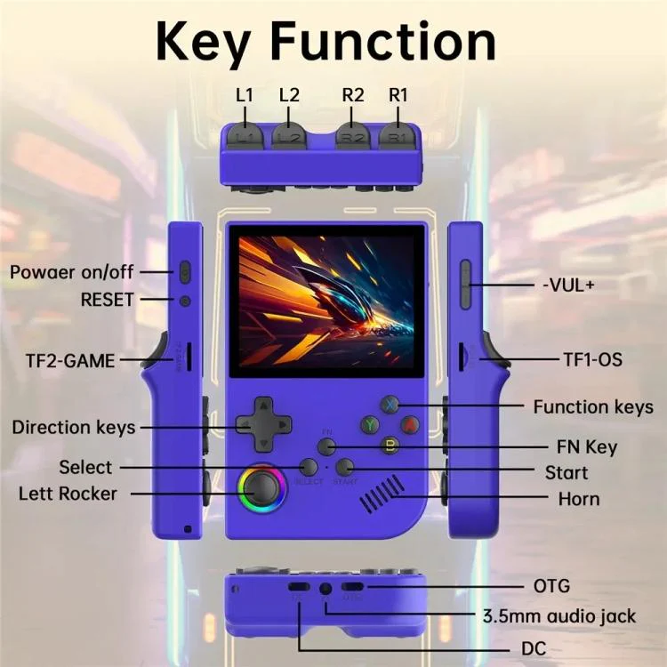 XGB36 3.5-inch IPS HD Handheld Retro Game Console Supports 30+ Emulators, External TF card:64G(Black) - Image 7