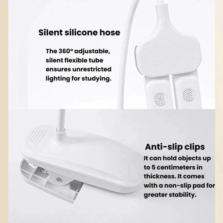 Xiajule Dual-Head Eye-Caring Clip On Lamp, Portable LED Rechargeable Student Reading Lamp, Spec: 800mAh - Image 11