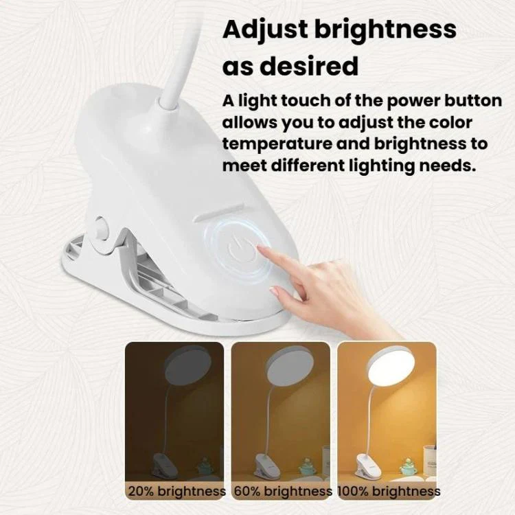 Xiajule Portable Clip On Desk Lamp Night Light, Eye Protection High CRI Reading Lamp, Spec: Rechargeable 3 Color Temperatures Stepless Dimming - Image 13