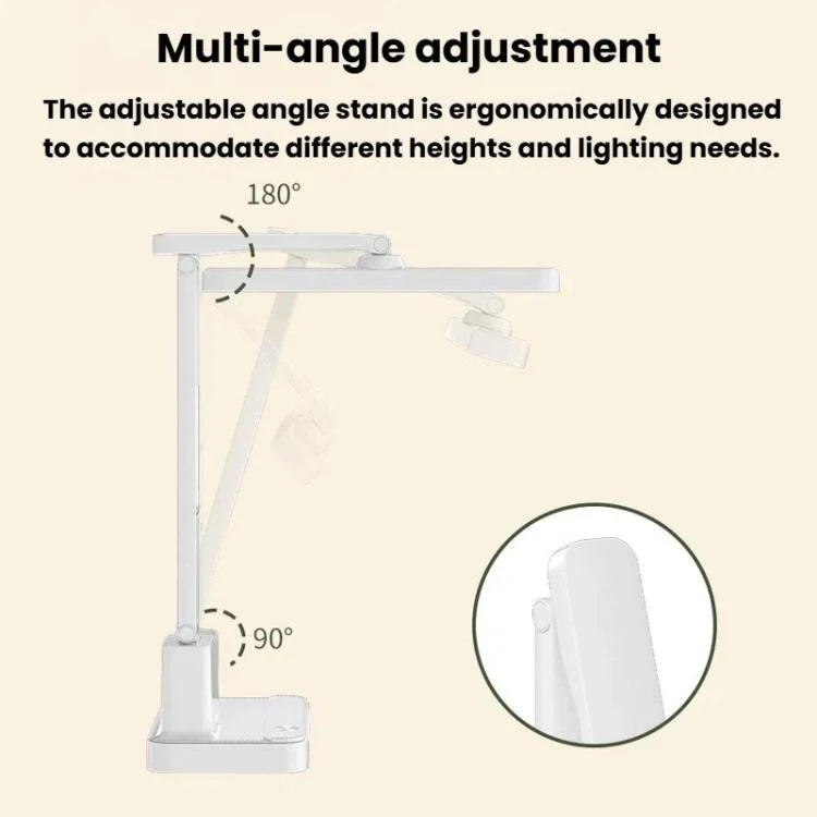 Xiajule Portable LED Desk Lamp With Time Display & Pen Holder, Dimmable Eye-Caring Lamp For Reading Homework, Spec: 1500mAh - Image 10
