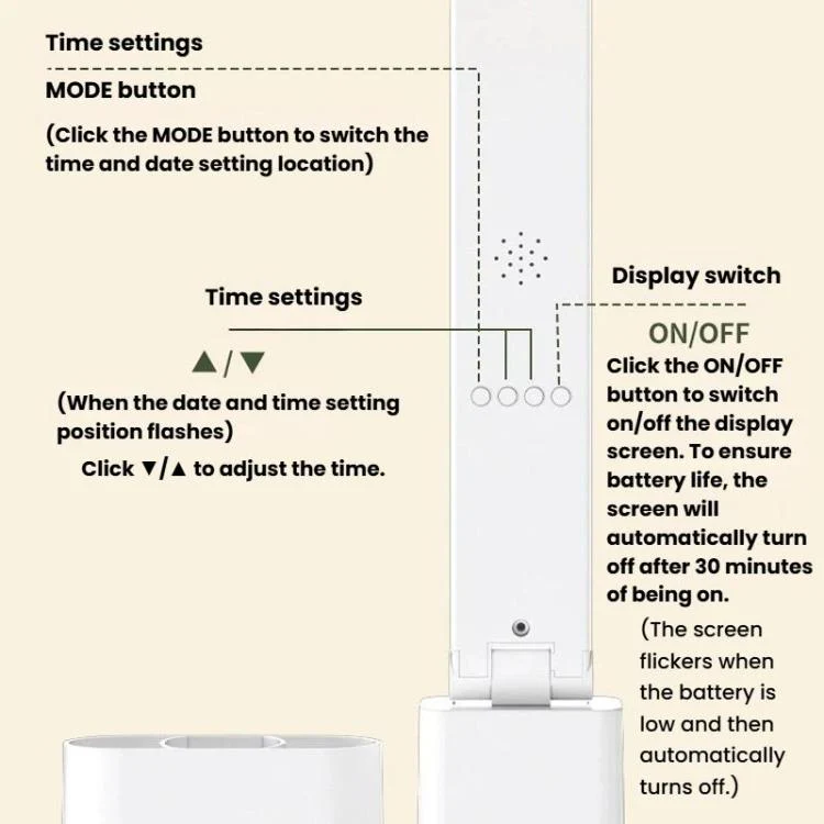 Xiajule Portable LED Desk Lamp With Time Display & Pen Holder, Dimmable Eye-Caring Lamp For Reading Homework, Spec: 1500mAh - Image 11