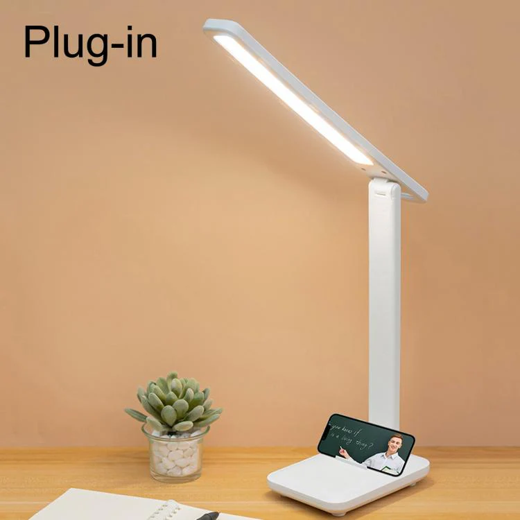 Xiajule Three-Color Temperature LED Folding Eye-Caring Desk Lamp, USB Stepless Dimmable Reading Light For Bedroom Dormitory, Spec: Plug-in