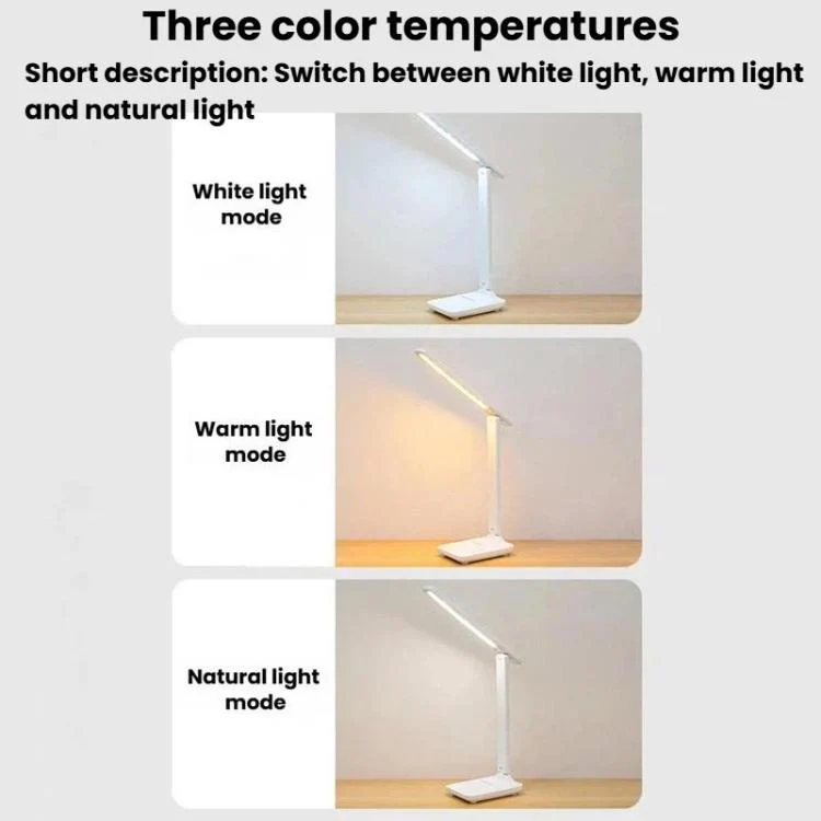 Xiajule Three-Color Temperature LED Folding Eye-Caring Desk Lamp, USB Stepless Dimmable Reading Light For Bedroom Dormitory, Spec: Rechargeable 1200mAh - Image 8