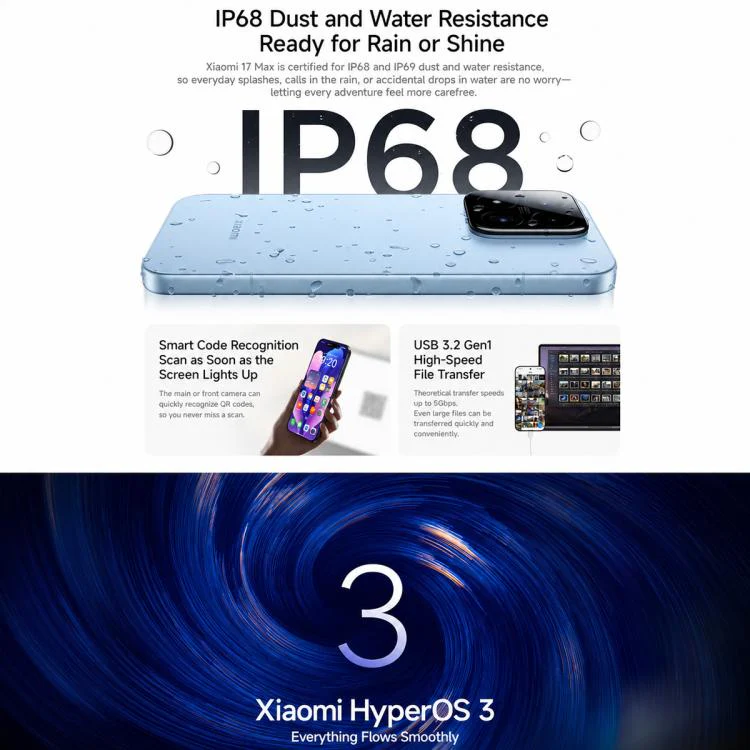 Xiaomi 17 Max, 12GB+512GB, 3D Ultrasonic Fingerprint, 6.9 inch Xiaomi HyperOS 3 Snapdragon 8 Elite Gen 5 Octa Core, NFC, Network: 5G (Blue) - Image 20