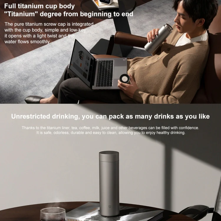 Xiaomi Mijia Ti 2 Pure Titanium Thermos Cup 480mL(Dark Grey) - Image 3