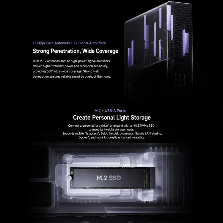 Xiaomi Router BE10000 Pro WiFi 7 AI Hub 10GE x 2, 2.5G x 4, US Plug(Tarnish) - Image 7