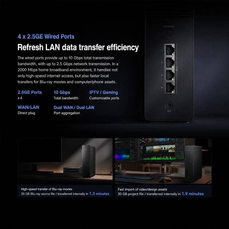 Xiaomi Router BE7200 Pro WiFi 7 AI Hub 2.5G Port Dual Band, US Plug(Grey) - Image 6
