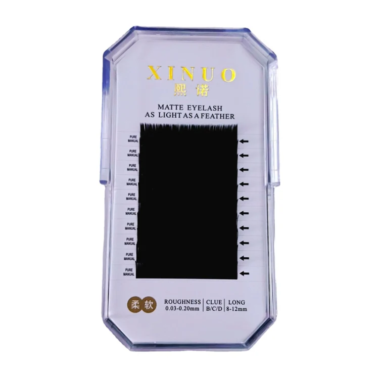 XINUO 10rows /Box Single Flat Hair Eyelash Extensions Double Tip Soft Matte False Eye Liners, Model: 0.15 J Curved(9mm)