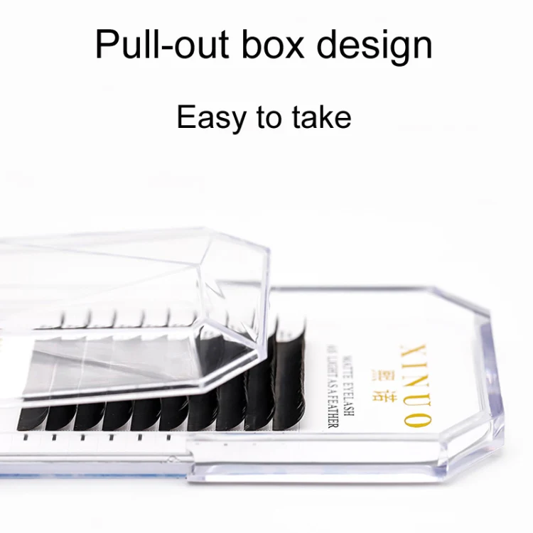 XINUO 10rows /Box Single Flat Hair Eyelash Extensions Double Tip Soft Matte False Eye Liners, Model: 0.20 J Curved(12mm) - Image 4