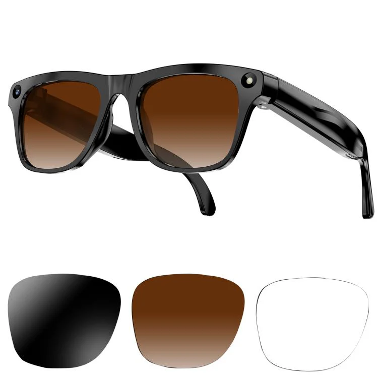 XK One Pro Smart AI Translation Glasses with 8MP HD Camera, Video Recording, WiFi Transmission, Al Smart Voice Assistant(Black Frame+3 Pairs of Lenses)