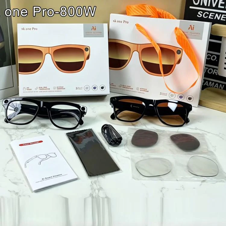 XK One Pro Smart AI Translation Glasses with 8MP HD Camera, Video Recording, WiFi Transmission, Al Smart Voice Assistant(Black Frame+3 Pairs of Lenses) - Image 13