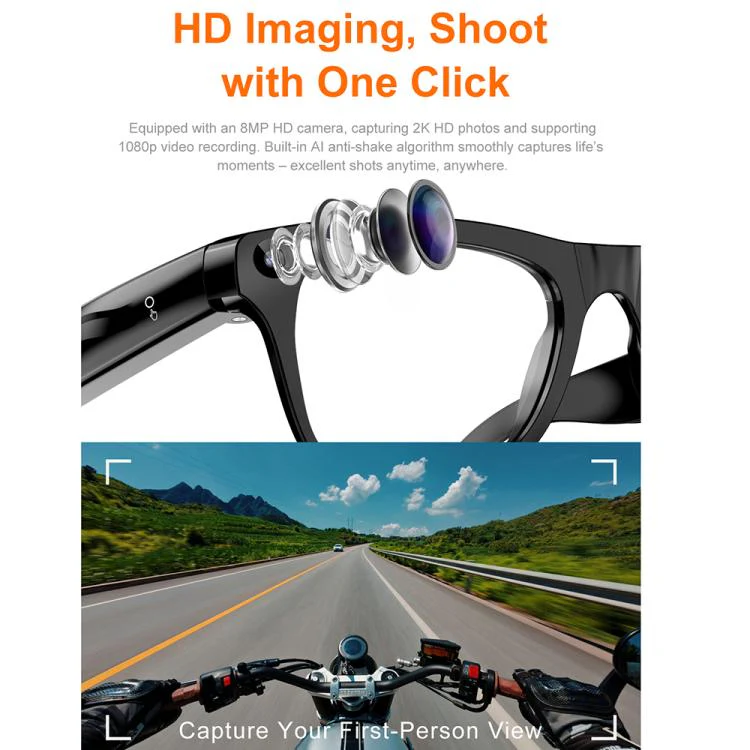 XK One Pro Smart AI Translation Glasses with 8MP HD Camera, Video Recording, WiFi Transmission, Al Smart Voice Assistant(Black Frame+3 Pairs of Lenses) - Image 5