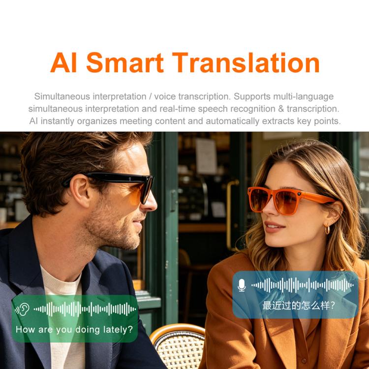 XK One Pro Smart AI Translation Glasses with 8MP HD Camera, Video Recording, WiFi Transmission, Al Smart Voice Assistant(Black Frame+3 Pairs of Lenses) - Image 9