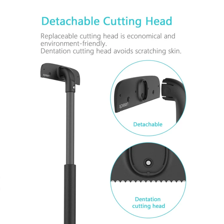 XPREEN XPRE034 Stretchable Handle Stainless Steel Blade Back Shaver Adjustable Back Razor with Lanyard for Men(Black) - Image 6