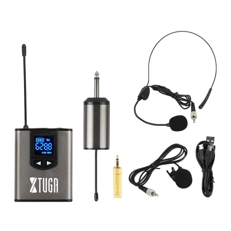 XTUGA  A1 UHF Wireless Headset Lavalier Microphone System with Bodypack Transmitter(Black) - Image 2