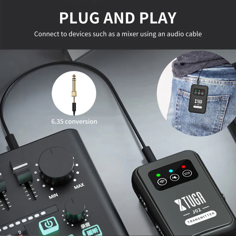 XTUGA J02 2.4G Stereo Wireless In-Ear Mini Monitor System with Transmitter & Receiver(Black) - Image 8
