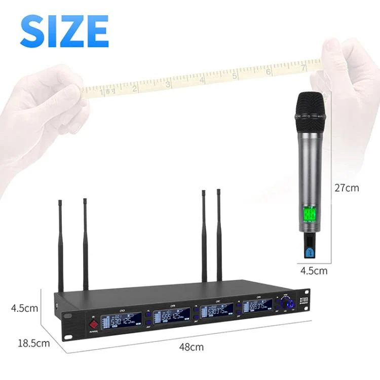 XTUGA M6604S-H Diversity Wireless Microphone System 4 Channel UHF Handheld Microphone - Image 13