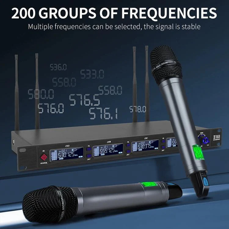 XTUGA M6604S-H Diversity Wireless Microphone System 4 Channel UHF Handheld Microphone - Image 4