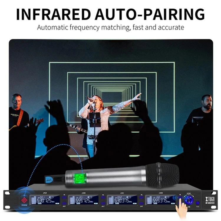 XTUGA M6604S-H Diversity Wireless Microphone System 4 Channel UHF Handheld Microphone - Image 6