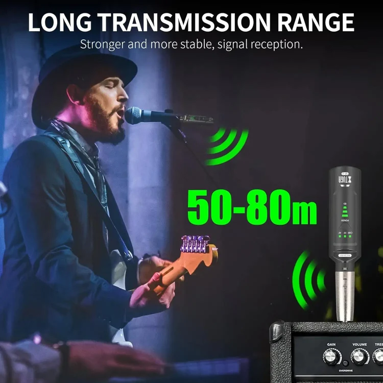 XTUGA SF-1 Wireless XLR Transmitter & Receiver UHF Wireless Adapter for Wired Mic / Guitar(Black) - Image 3