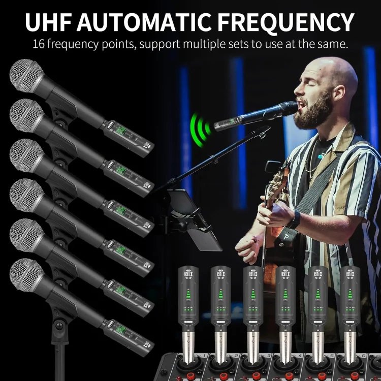 XTUGA SF-1 Wireless XLR Transmitter & Receiver UHF Wireless Adapter for Wired Mic / Guitar(Black) - Image 4