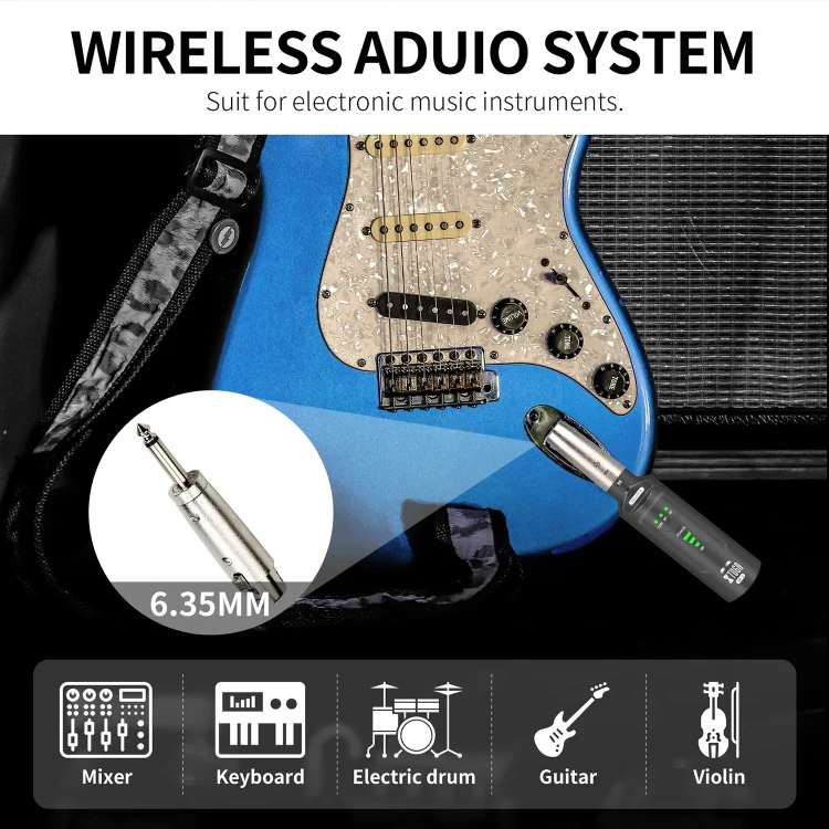XTUGA SF-1 Wireless XLR Transmitter & Receiver UHF Wireless Adapter for Wired Mic / Guitar(Black) - Image 5