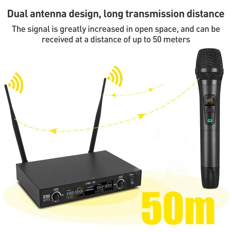 XTUGA U-771 UHF Lapel Two Way Radio Wireless Microphone, 2 BodyPacks + Host - Image 5