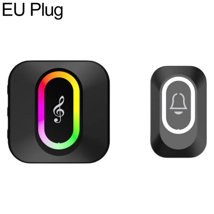 XY-809 Smart Waterproof Home Wireless Doorbell Elderly Wireless Elderly and Patients Emergency Call Button Doorbell, Power Plug:EU Plug(Black)