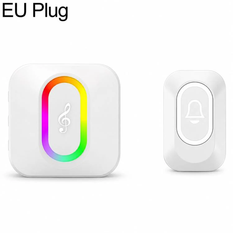 XY-809 Smart Waterproof Home Wireless Doorbell Elderly Wireless Elderly and Patients Emergency Call Button Doorbell, Power Plug:EU Plug(White)