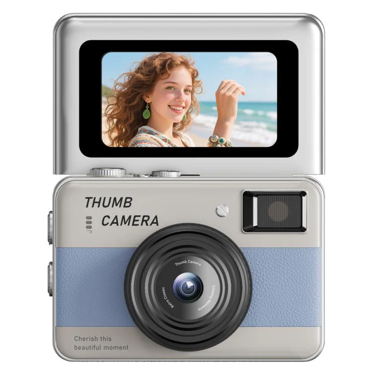 Y11 Macaron Dual-Color CCD 16X Zoom Mini Digital Camera for Kids with 180 Degree Flip Selfie Screen(Coastal Blue)