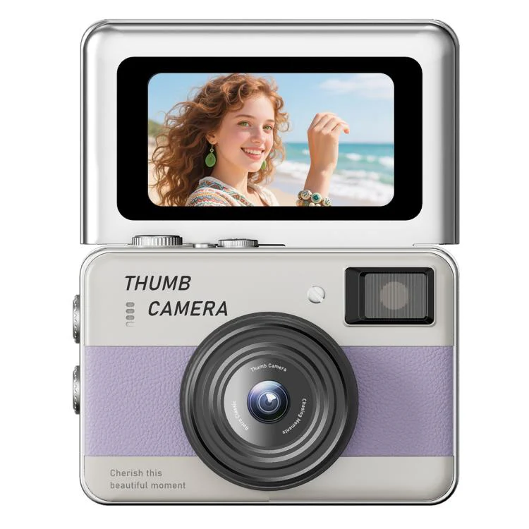 Y11 Macaron Dual-Color CCD 16X Zoom Mini Digital Camera for Kids with 180 Degree Flip Selfie Screen(Lilac Purple)