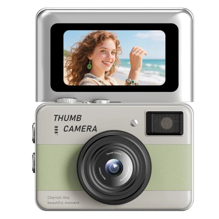 Y11 Macaron Dual-Color CCD 16X Zoom Mini Digital Camera for Kids with 180 Degree Flip Selfie Screen(Lime Green)