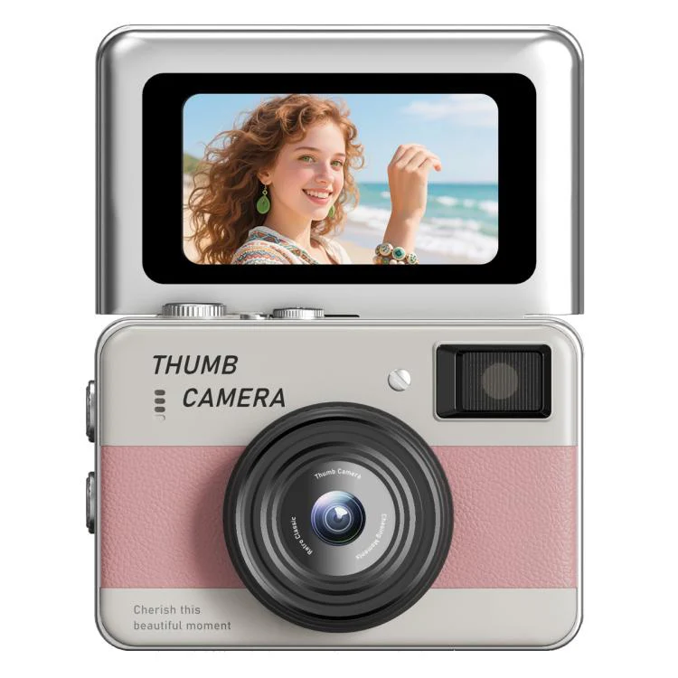 Y11 Macaron Dual-Color CCD 16X Zoom Mini Digital Camera for Kids with 180 Degree Flip Selfie Screen(Pearl Pink)