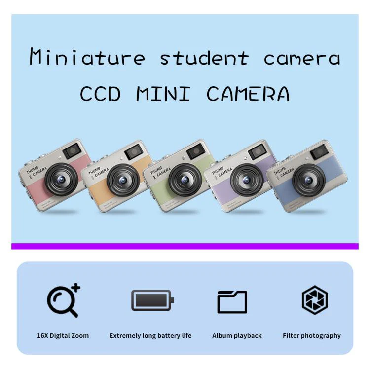 Y11 Macaron Dual-Color CCD 16X Zoom Mini Digital Camera for Kids with 180 Degree Flip Selfie Screen(Pearl Pink) - Image 8