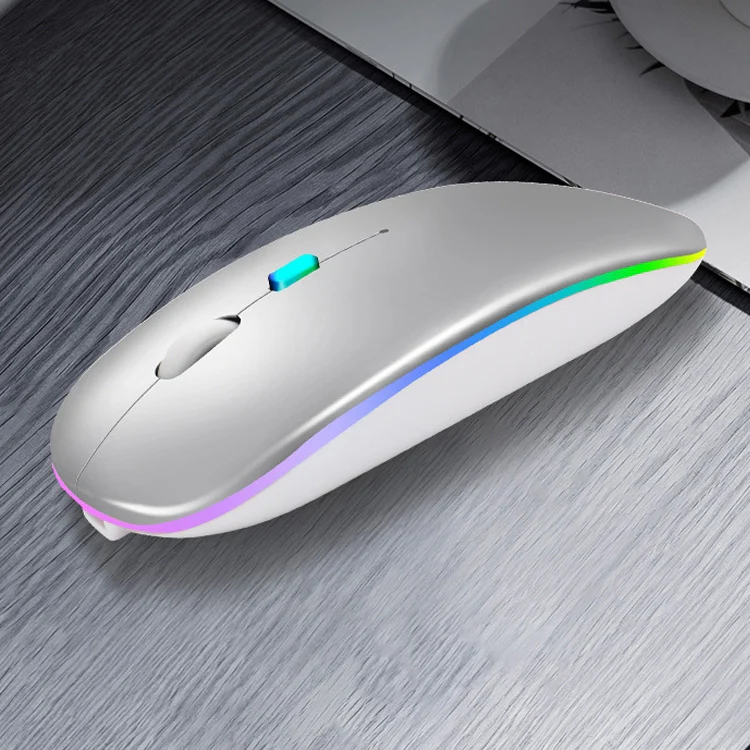 Y20 4 Keys Colorful Glow Charging Mute Mouse Notebook Game Wireless Mouse, Colour: 2.4G + Bluetooth (Silver) - Image 4